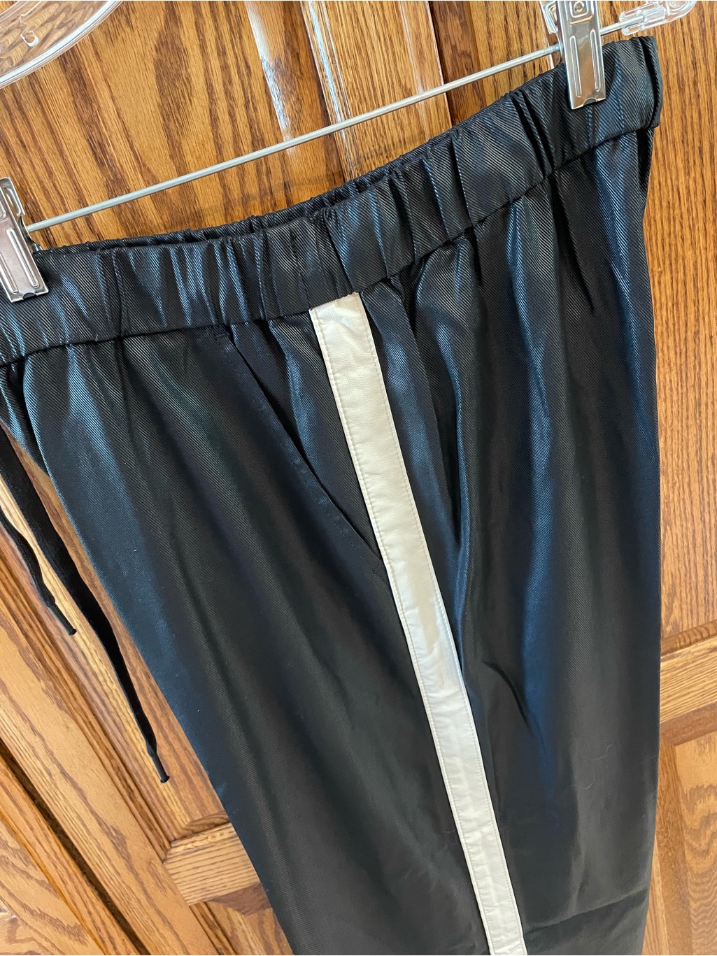 Sanctuary Black Faux Leather Drawstring Joggers